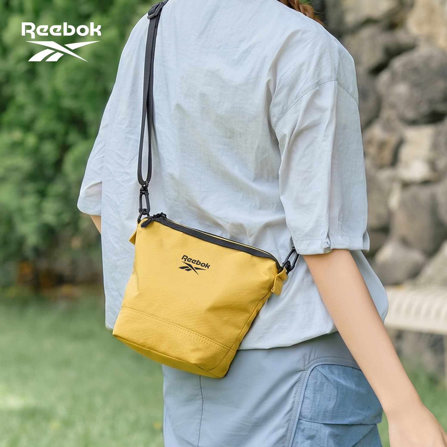 Сумка через плечо Reebok Ткань Сумка через плечо Стандартная (Стандартная) Унисекс Хаки Закат Желтый - изображение 3