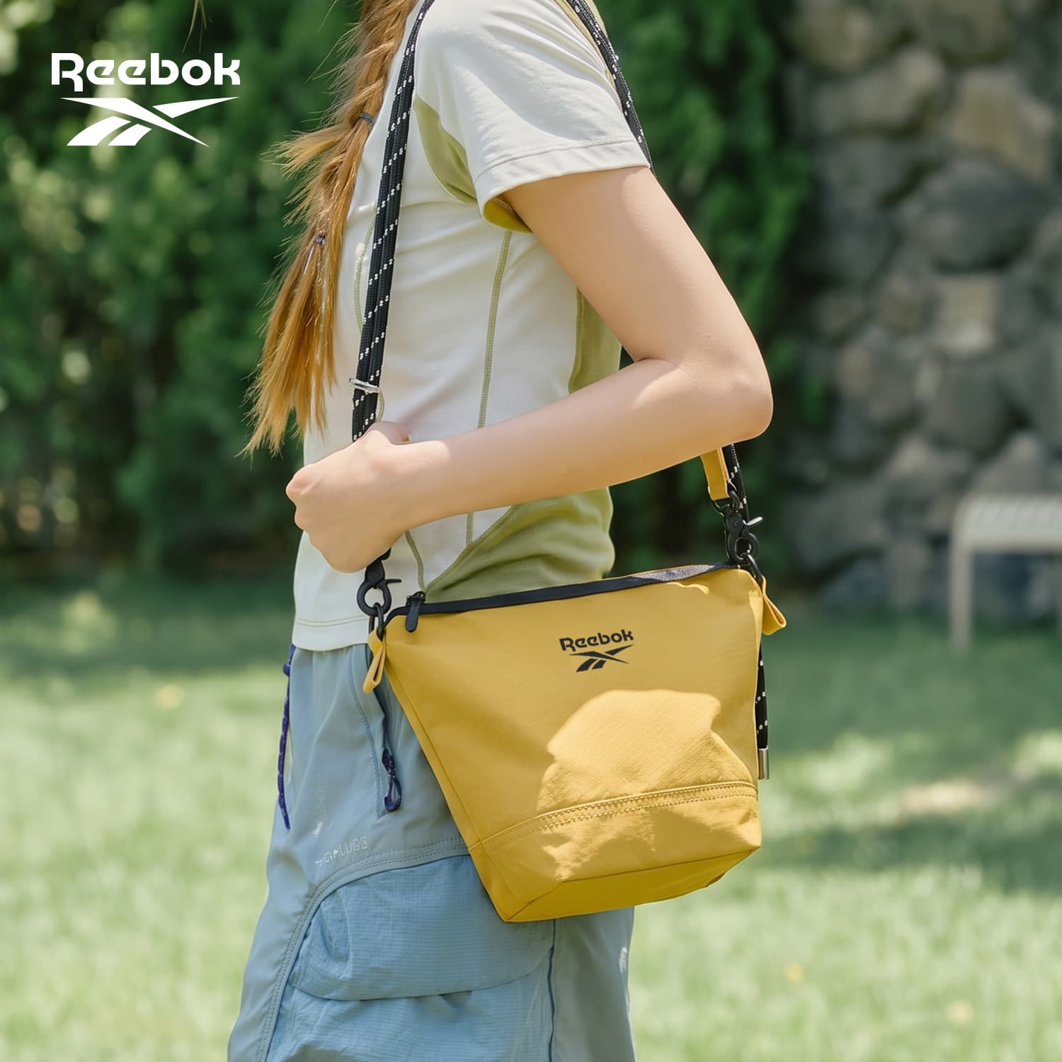 Сумка через плечо Reebok Ткань Сумка через плечо Стандартная (Стандартная) Унисекс Хаки Закат Желтый - изображение 4