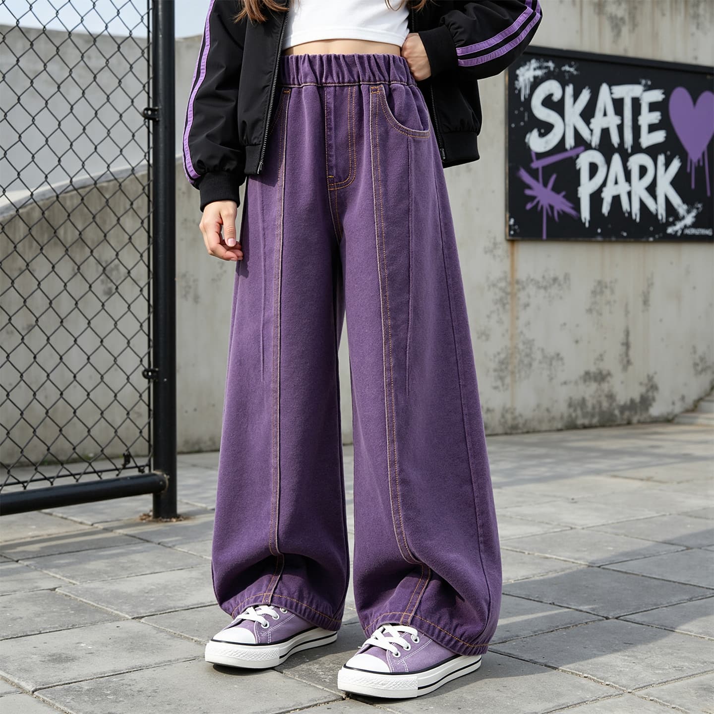 Dickies SHO Маленький Ткань Этикетка K_Правая сторона Задний карман Призрачный Фиолетовый Kids Джинсы - изображение 2