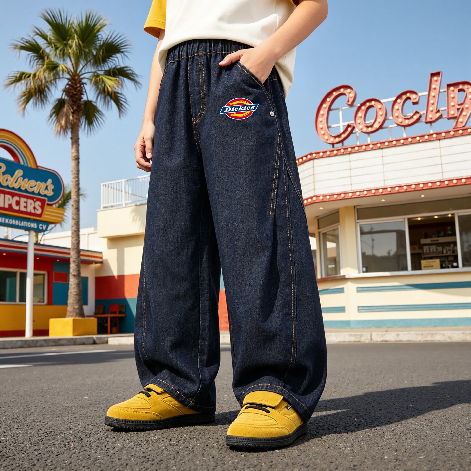 Dickies Силикон Стандартный Размер K Деним Черный Синий Kids Джинсы - изображение 2