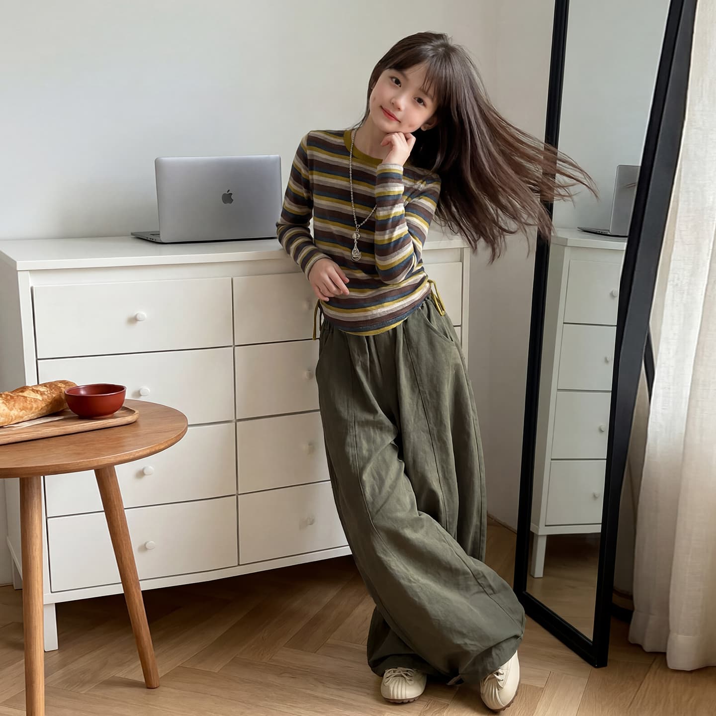 SHIBU A26135 Многоцветные полосы Корейский стиль Набор волшебных цветов Kids Повседневные спортивные костюмы Наборы - изображение 4