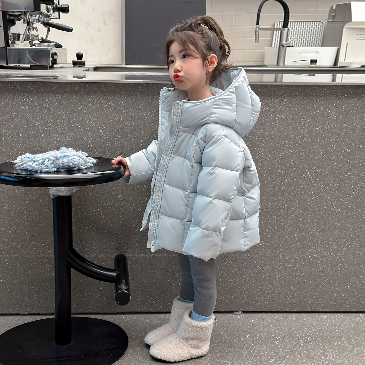SHIBU D9662-Девочки С капюшоном Пуховая куртка Синий Kids Утеплённые куртки - изображение 3