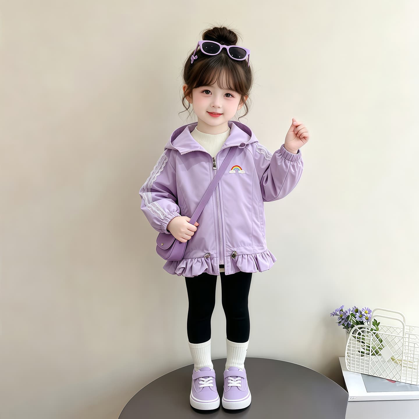SHIBU 069 Стиль Вышивка Радужный Ветровки Фиолетовый Kids Туристическая одежда - изображение 4
