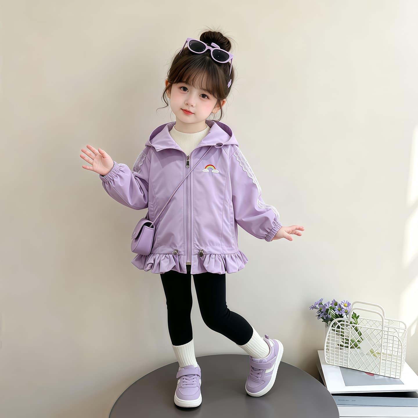 SHIBU 069 Стиль Вышивка Радужный Ветровки Фиолетовый Kids Туристическая одежда - изображение 3