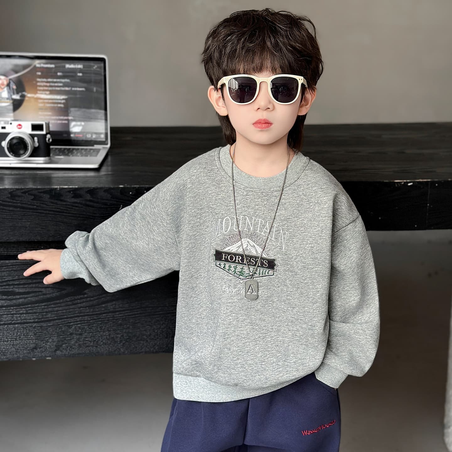 Кофта SHIBU 26515 Серый PEAK Свитшот Модель Kids Толстовки - изображение 5