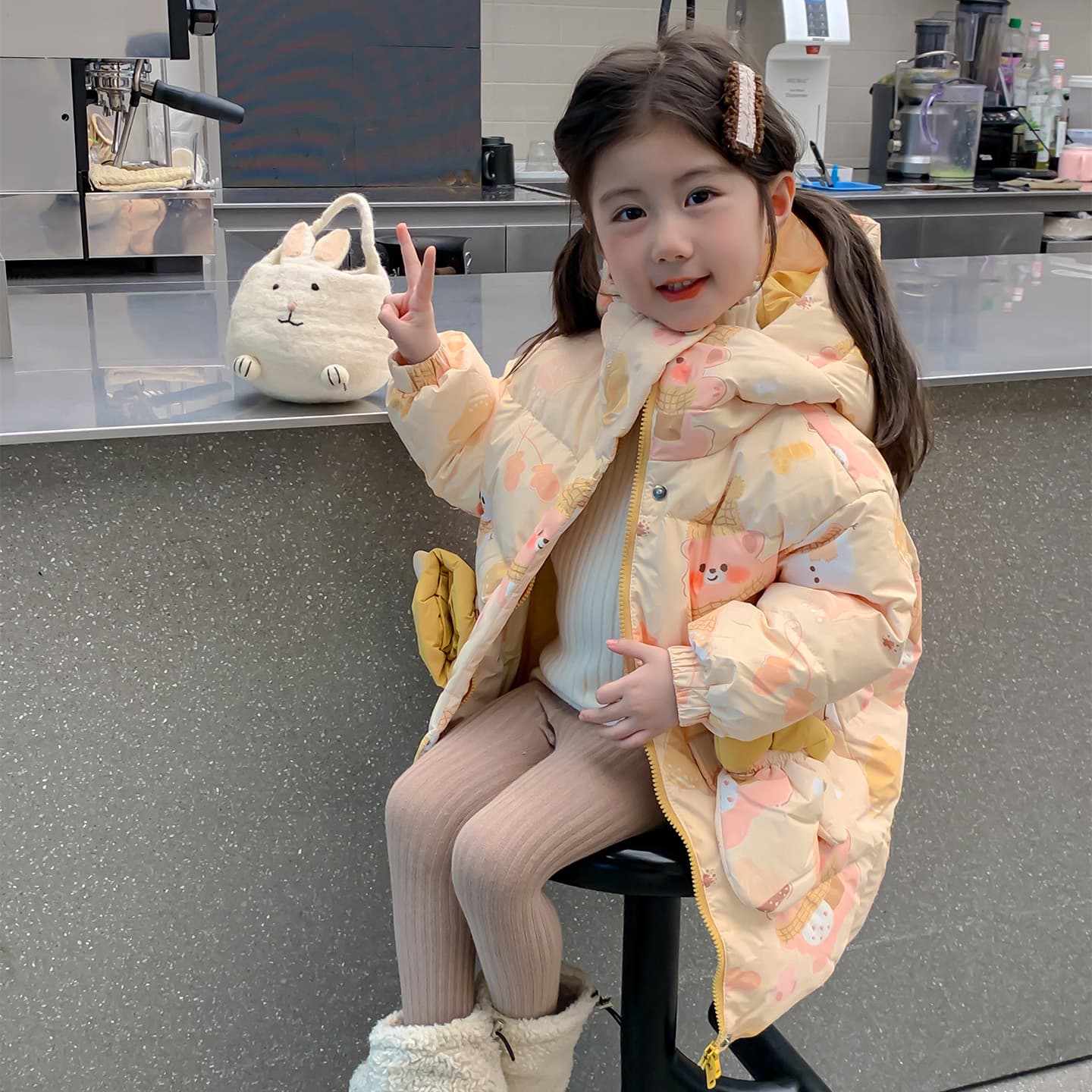 SHIBU D9348-Butter bear Пуховая куртка Желтый Kids Утеплённая куртка - изображение 4