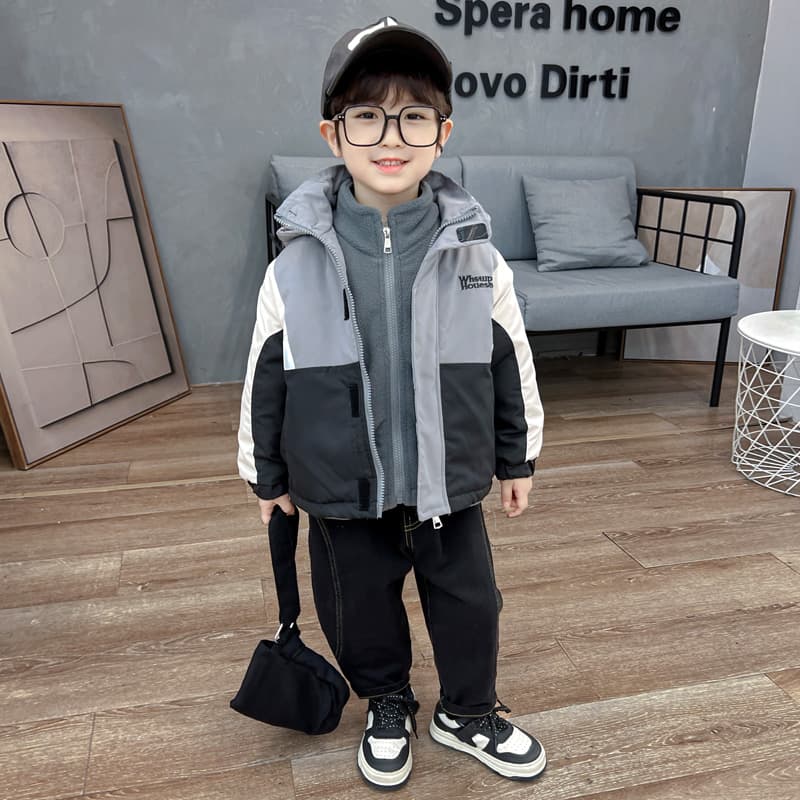 SHIBU Серый Черный Текст MOTHER Хлопковое волокно 3 в 1 2024 Kids Туристическая одежда - изображение 4
