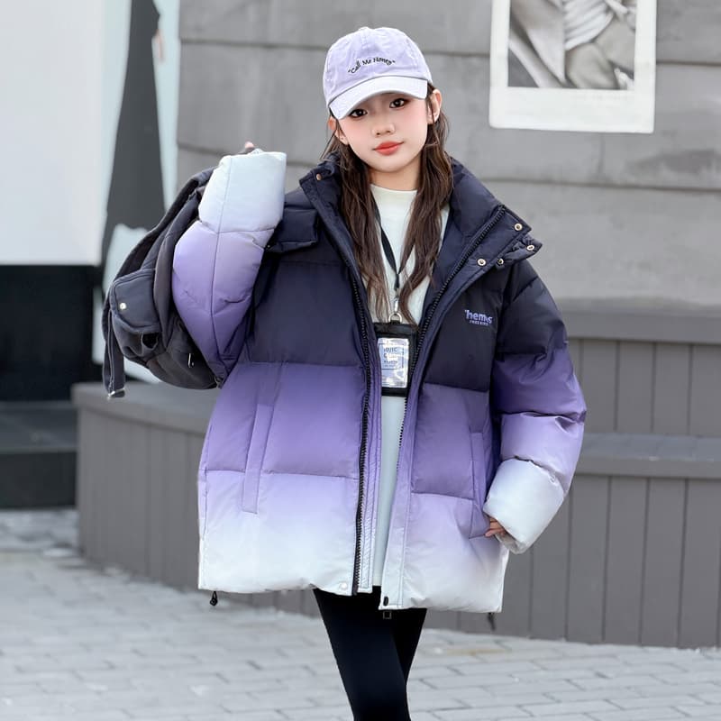 SHIBU 551 Девочки Градиентный Пуховик Черный Фиолетовый Kids Топы - изображение 2