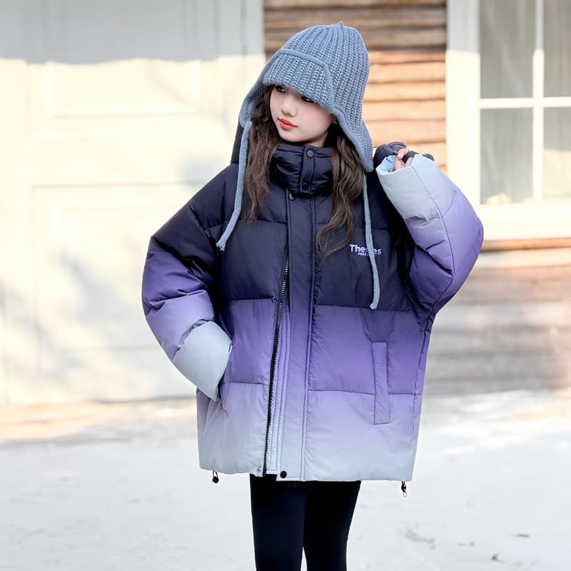 SHIBU 551 Девочки Градиентный Пуховик Черный Фиолетовый Kids Топы - изображение 5