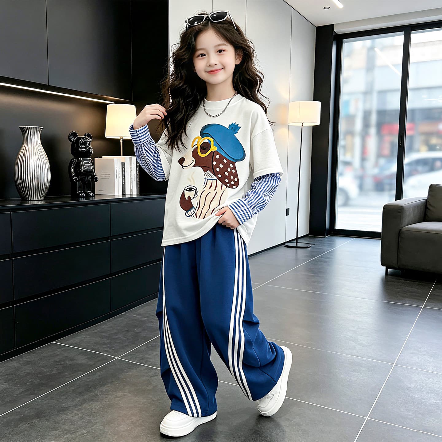 SHIBU 26151 Стиль Синий Комплект Kids Повседневный Спортивный Костюм Комплекты - изображение 4