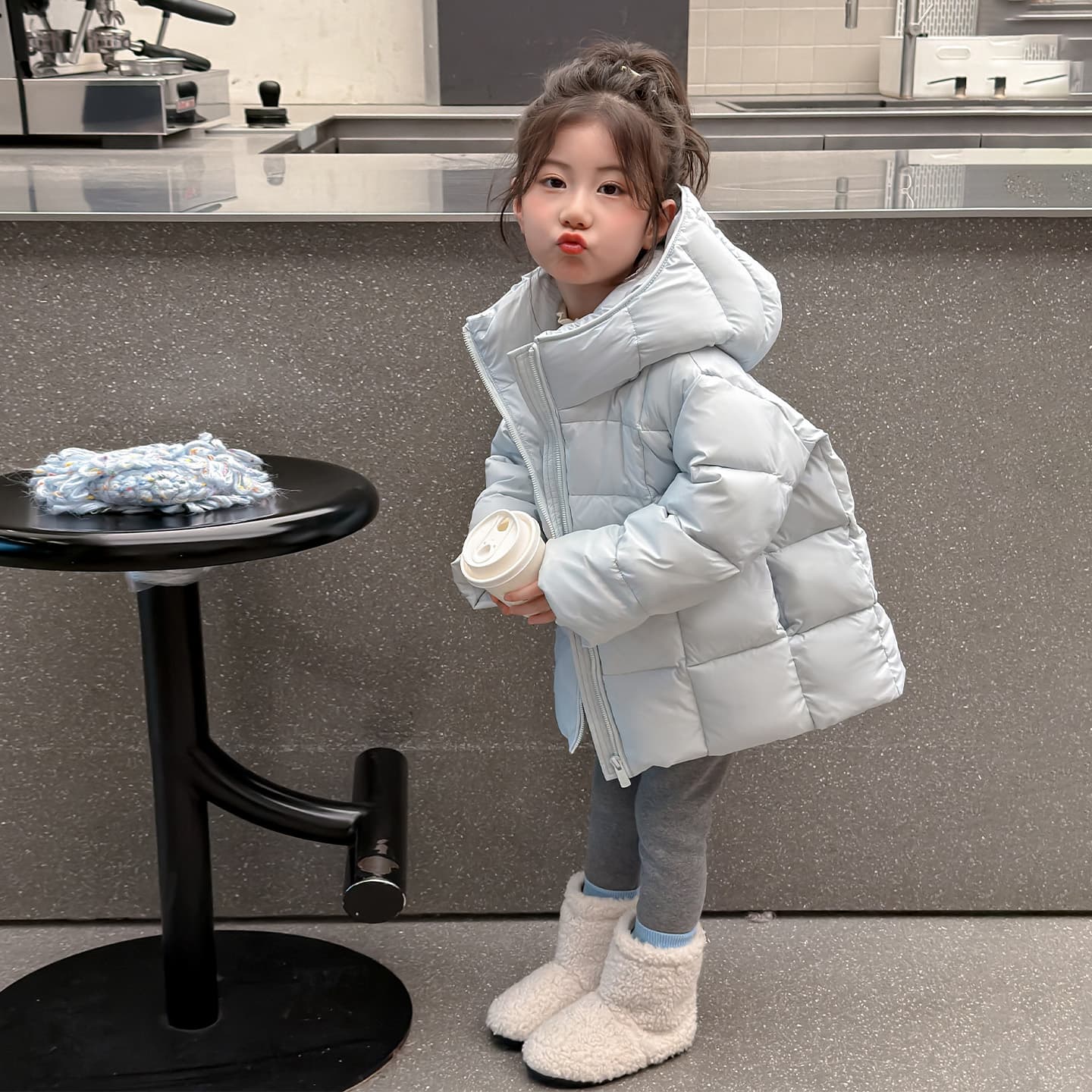SHIBU D9662-Девочки С капюшоном Пуховая куртка Синий Kids Утеплённые куртки - изображение 2
