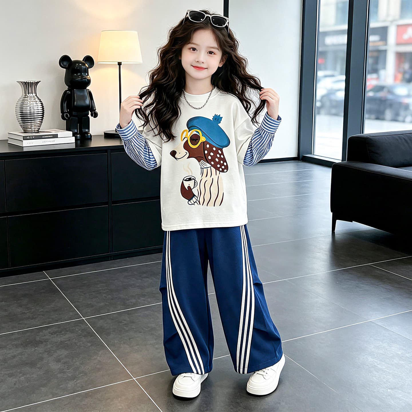 SHIBU 26151 Стиль Синий Комплект Kids Повседневный Спортивный Костюм Комплекты - изображение 2