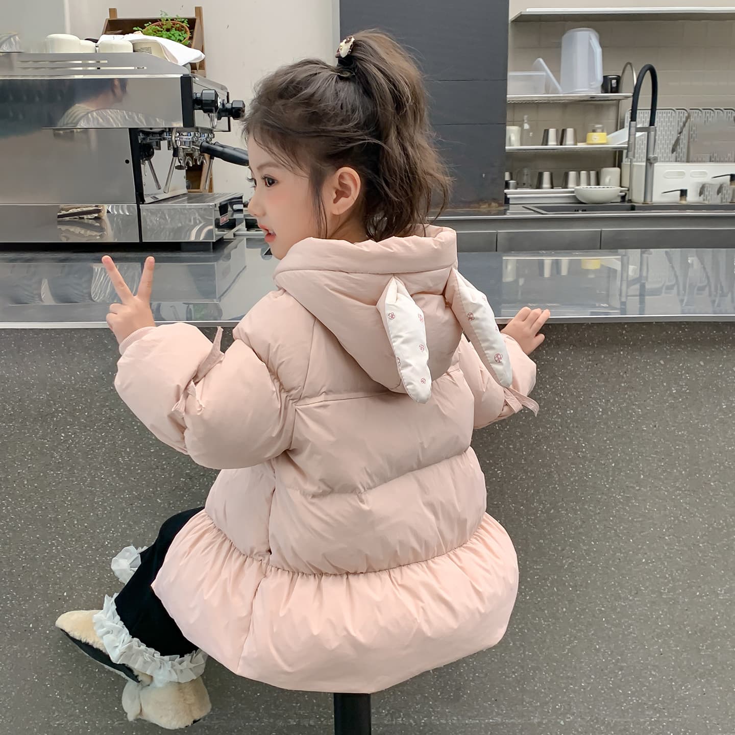 SHIBU D9542-Мультяшный хлопковый пуховик розовый Kids утеплённая куртка - изображение 4