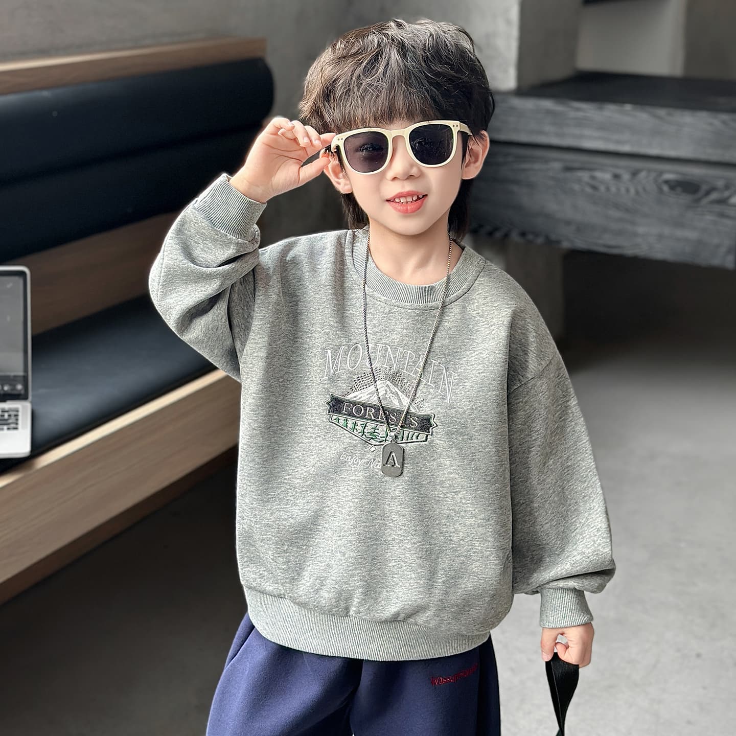 Кофта SHIBU 26515 Серый PEAK Свитшот Модель Kids Толстовки - изображение 2