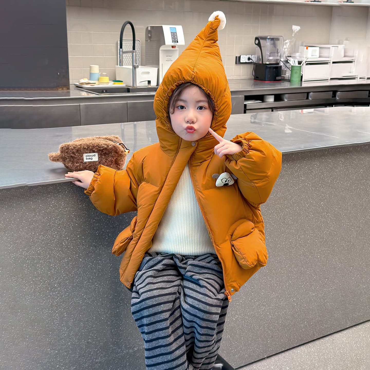 SHIBU D9608-Девочки Кукла Пуховая куртка Желтый Kids Утеплённые куртки - изображение 3