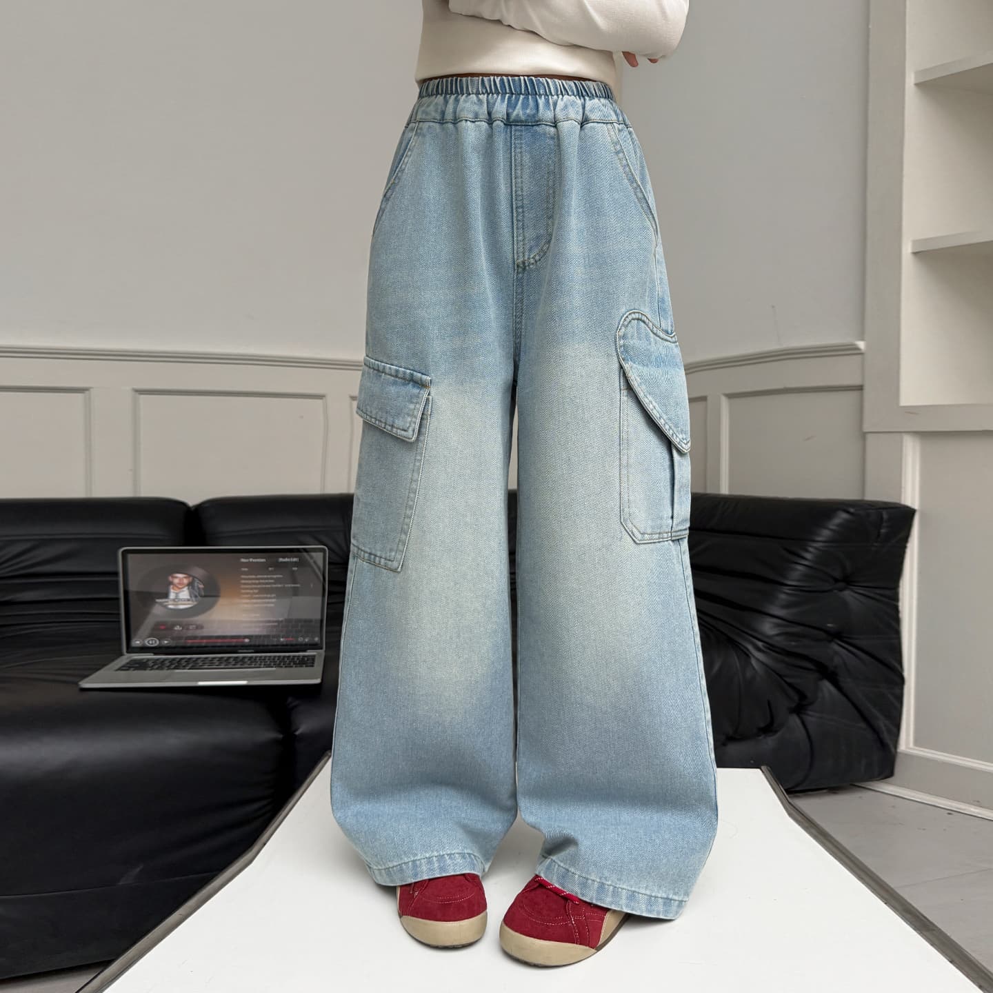 SHIBU 2614 Styles Сердце Карман Брюки карго Светло-синий Kids Джинсы - изображение 2