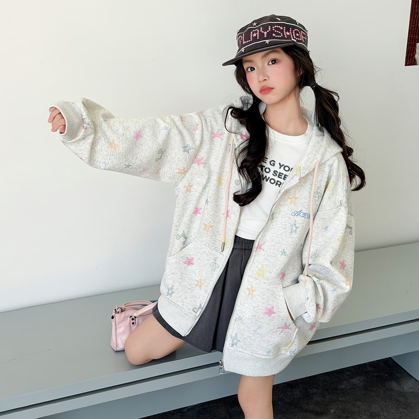 SHIBU 8815 PENTAGON Сердце с принтом Пальто Цвет на изображении Kids Толстовки - изображение 4