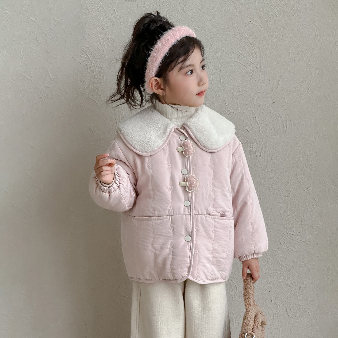 SHIBU D9011-Отложной воротник Пуховая куртка Розовый Kids Утеплённые куртки - изображение 2