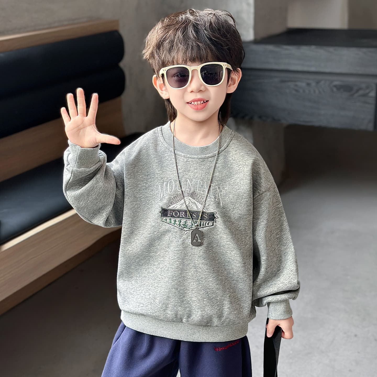 Кофта SHIBU 26515 Серый PEAK Свитшот Модель Kids Толстовки - изображение 3