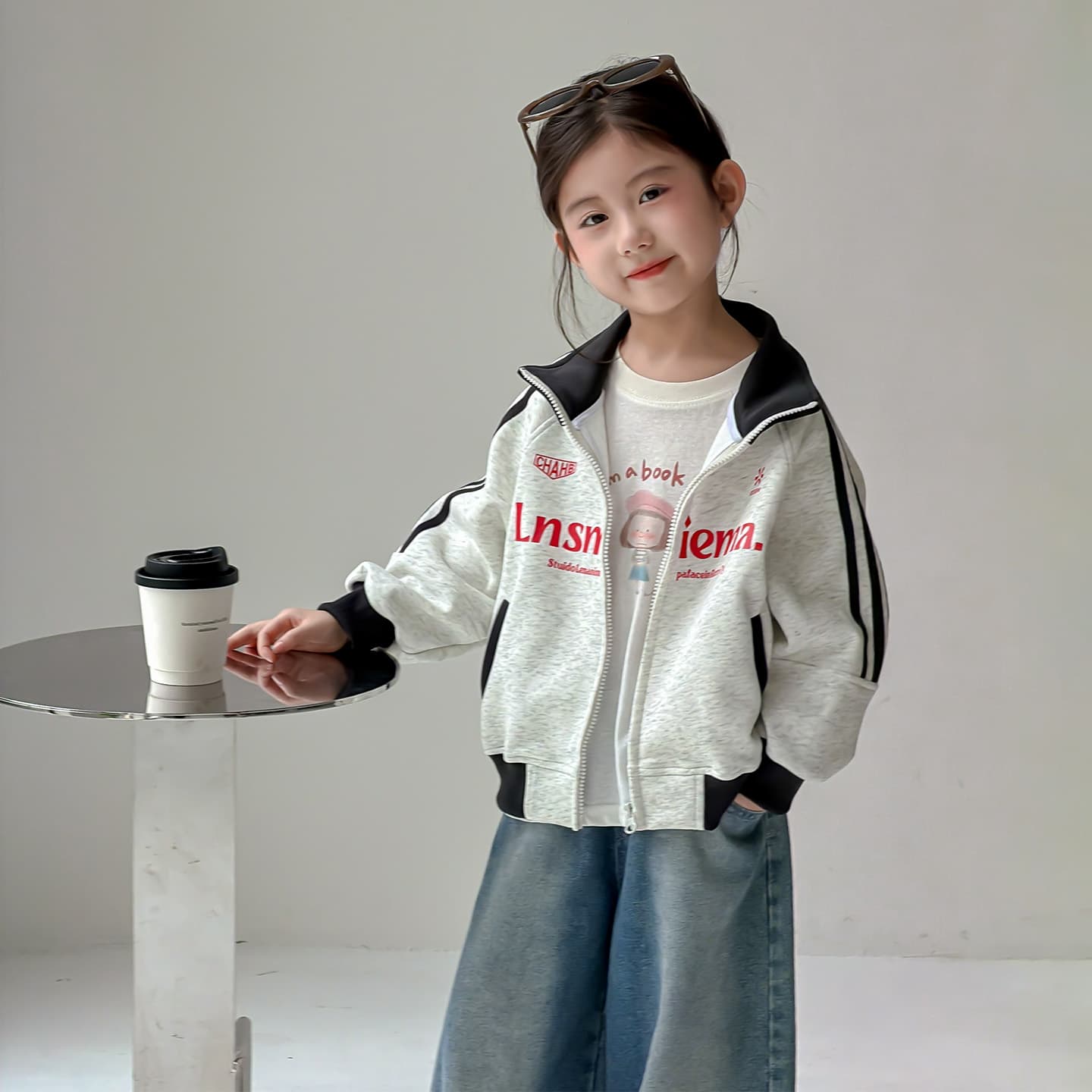 SHIBU Q8112-Letter Спортивный Пальто Серый Детские Куртки - изображение 3