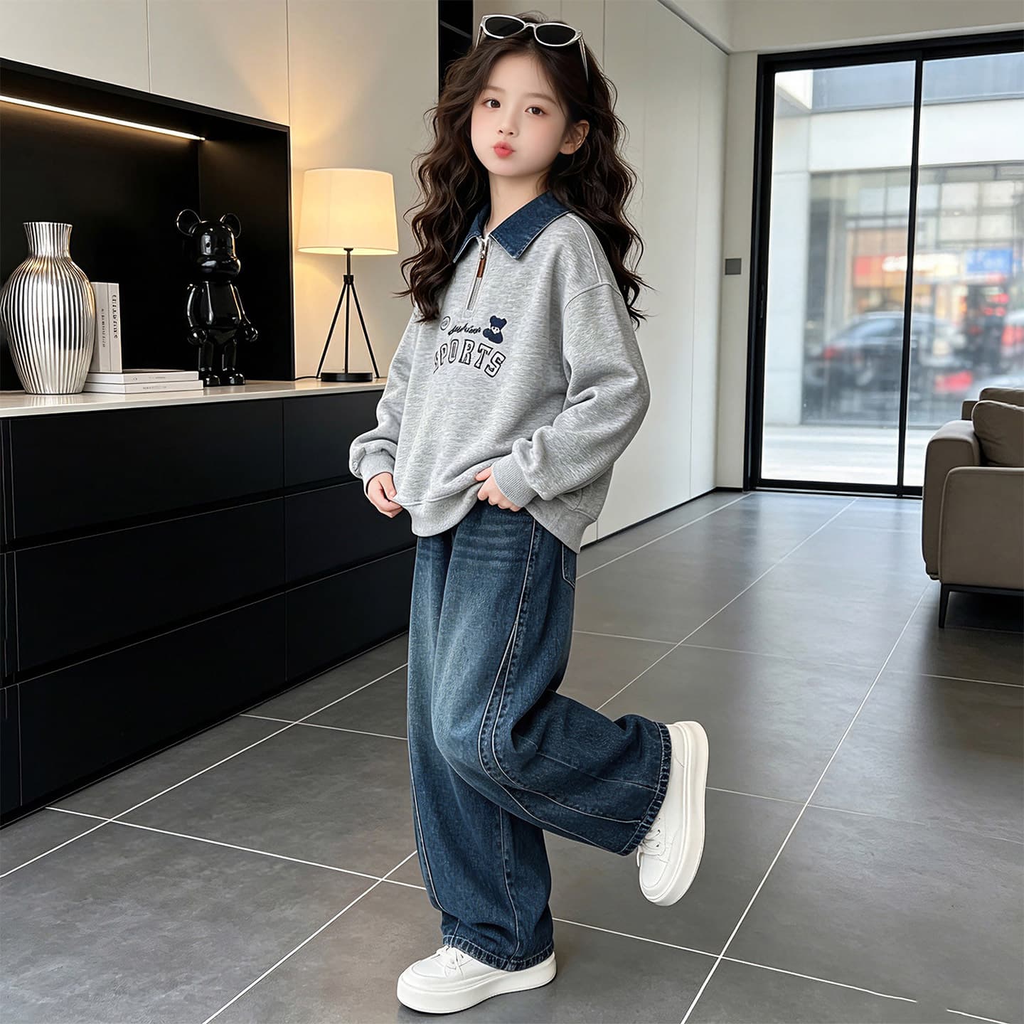 SHIBU 26173 Стиль Свитшот + Брюки Kids Повседневный Спортивный Костюм Комплекты - изображение 2