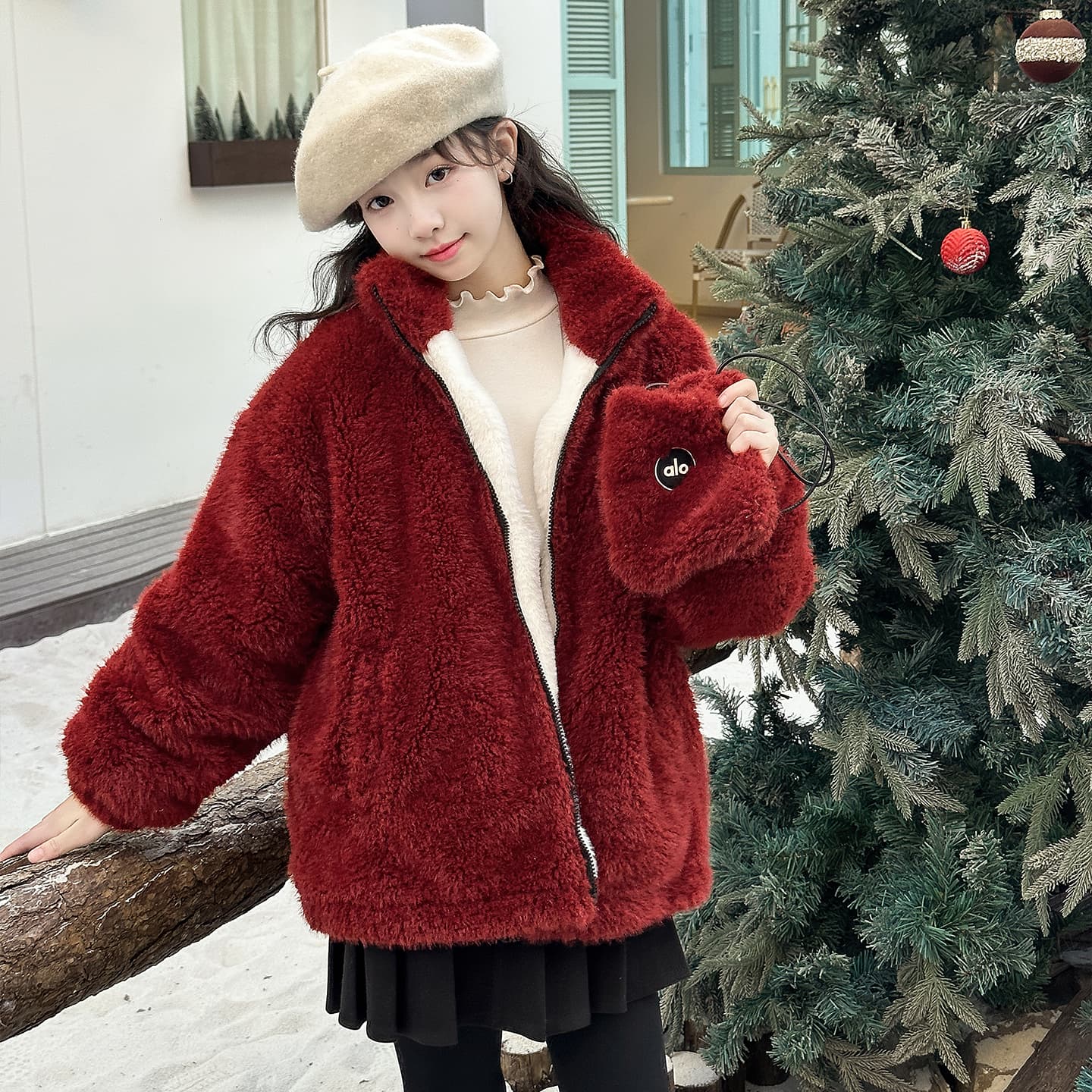 SHIBU 2567 Стиль Новогодний Essentials Снег Малыш Красный Свитер Kids Топы - изображение 3