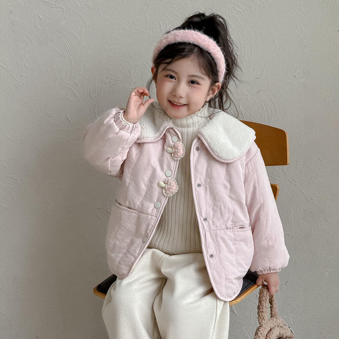 SHIBU D9011-Отложной воротник Пуховая куртка Розовый Kids Утеплённые куртки - изображение 3