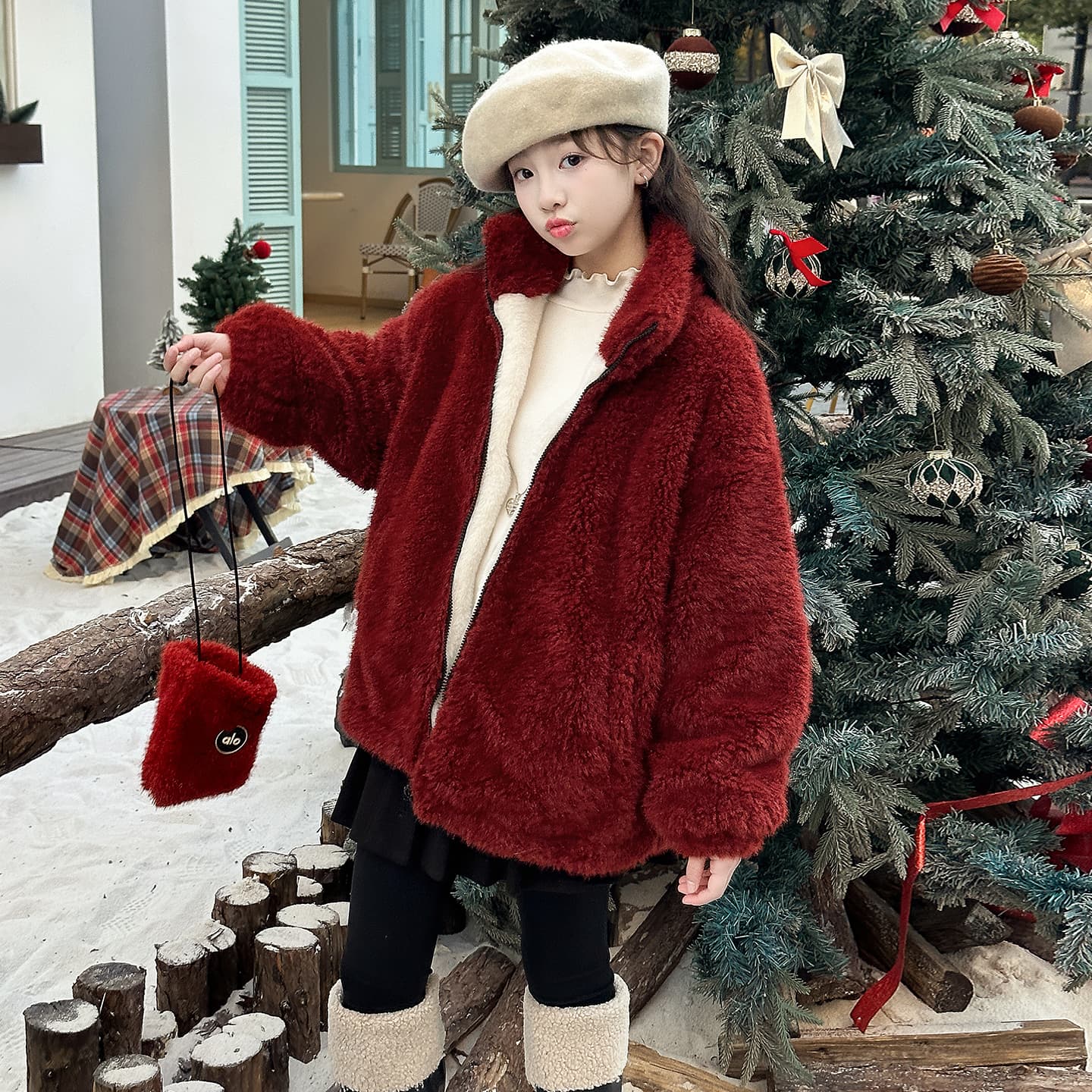 SHIBU 2567 Стиль Новогодний Essentials Снег Малыш Красный Свитер Kids Топы - изображение 2