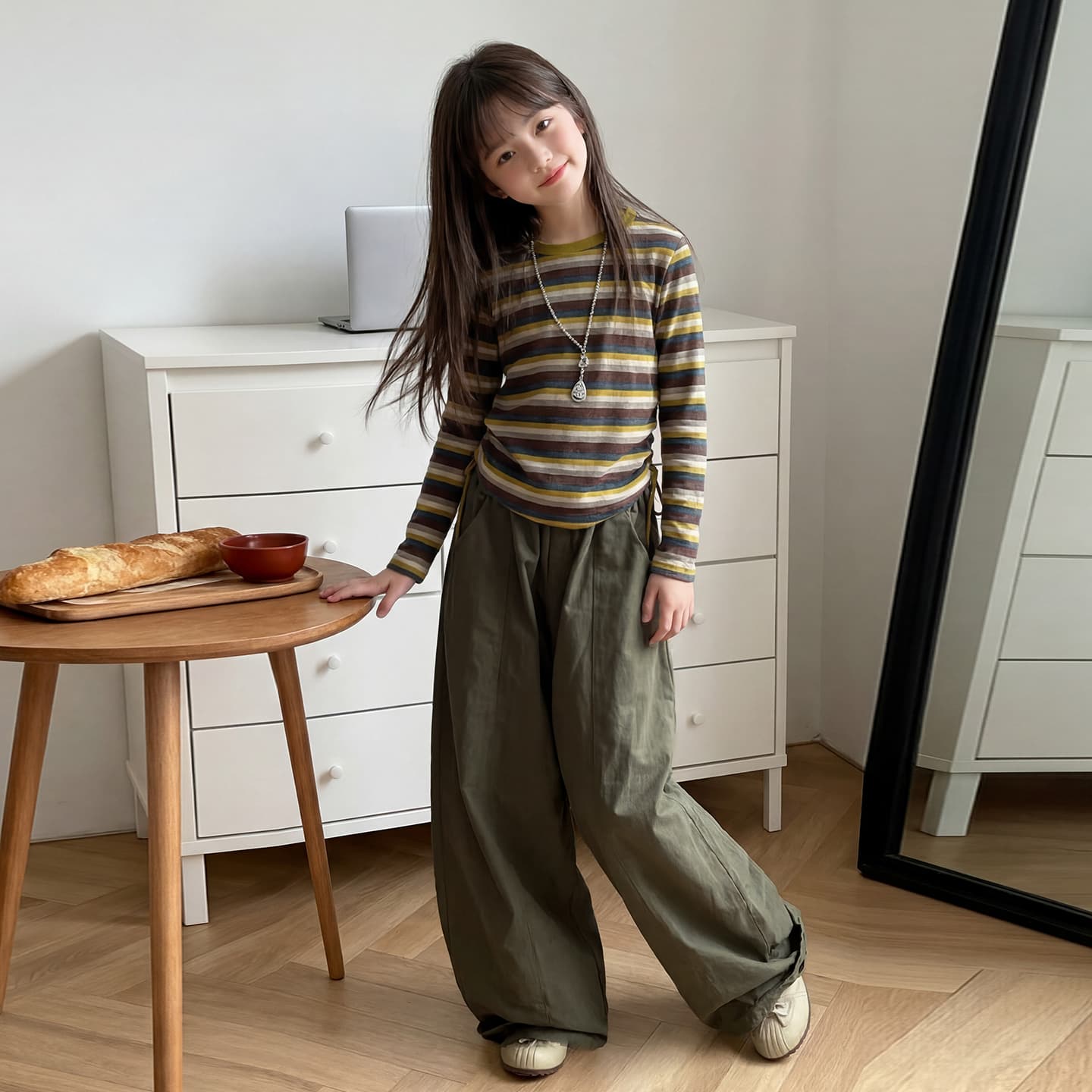 SHIBU A26135 Многоцветные полосы Корейский стиль Набор волшебных цветов Kids Повседневные спортивные костюмы Наборы - изображение 2