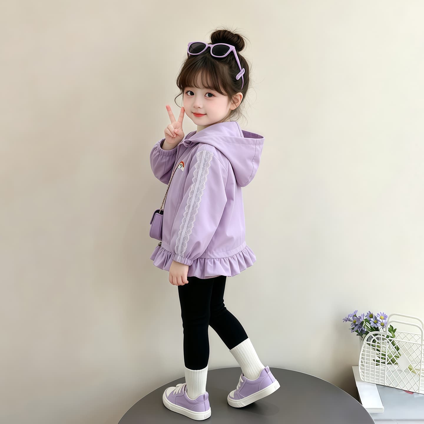 SHIBU 069 Стиль Вышивка Радужный Ветровки Фиолетовый Kids Туристическая одежда - изображение 5