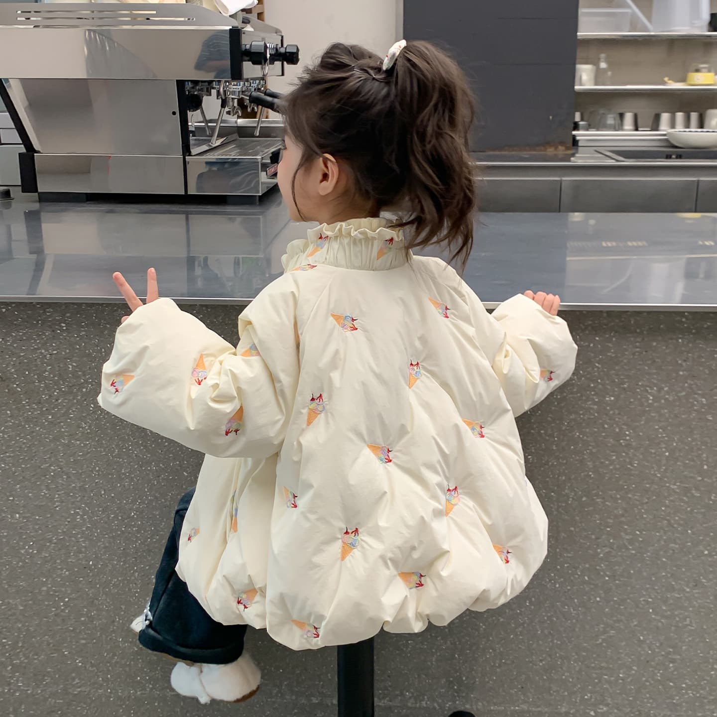 SHIBU D9537-Мультяшный Конус Утеплённая Пуховая Куртка Экрю Kids Утеплённые Куртки - изображение 3