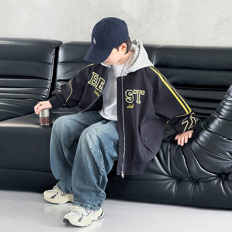SHIBU 2628 Стиль С капюшоном Бейсбольная куртка Пальто Черный Kids Туристическая одежда - изображение 5