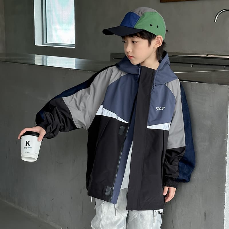 SHIBU LBQW8490 Спина Деним Пэчворк Ветровка Синий Kids Туристическая одежда - изображение 3