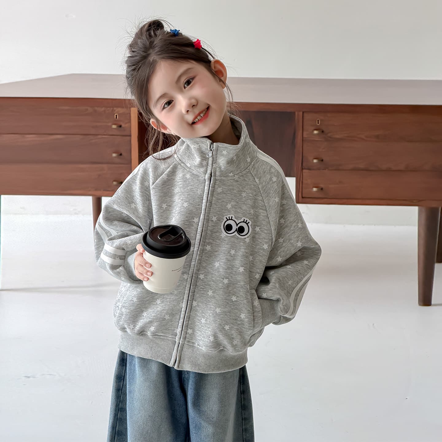 SHIBU Q8110-Stars Воротник-стойка Пальто Серый Kids Куртки - изображение 2
