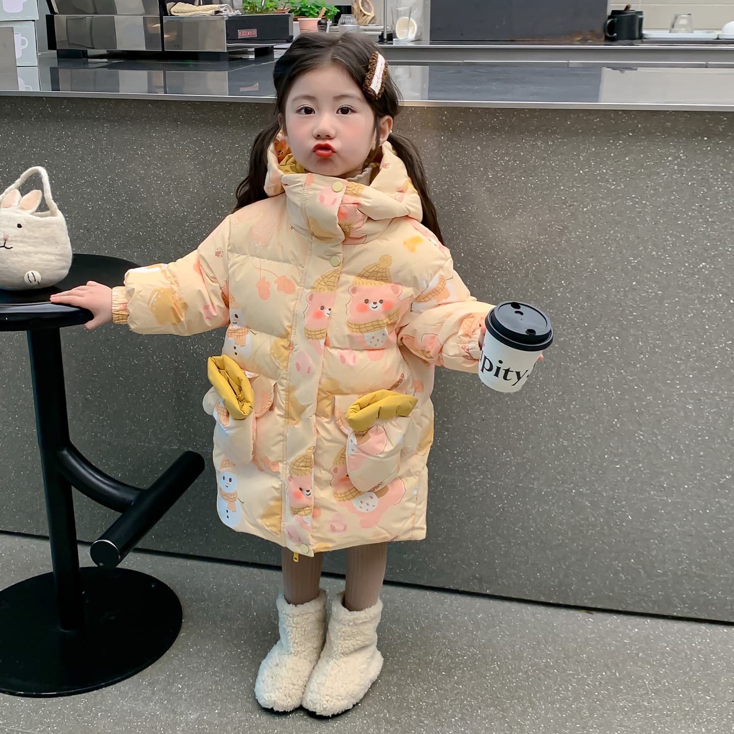 SHIBU D9348-Butter bear Пуховая куртка Желтый Kids Утеплённая куртка - изображение 3