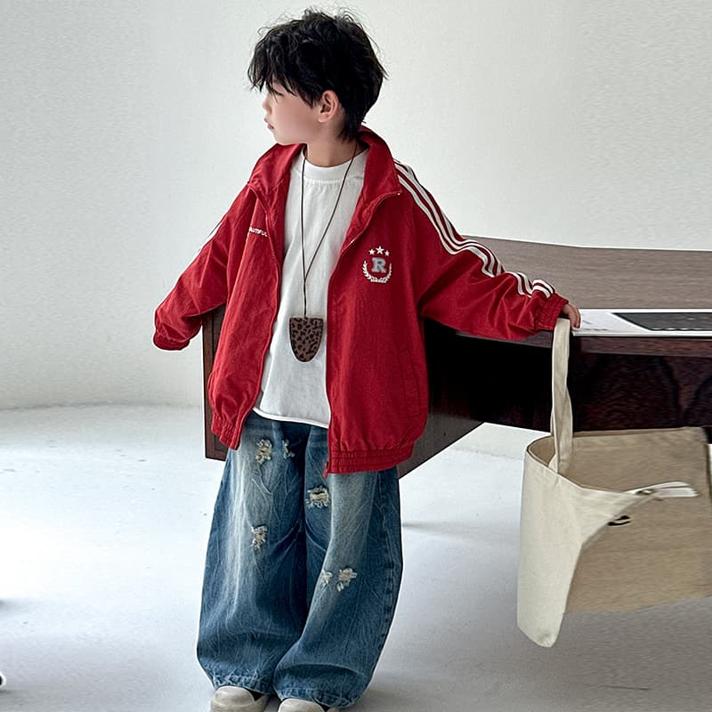 SHIBU HYNN25357 Красный Боковая сторона Полосы Пальто Красный Kids Туристическая одежда - изображение 3