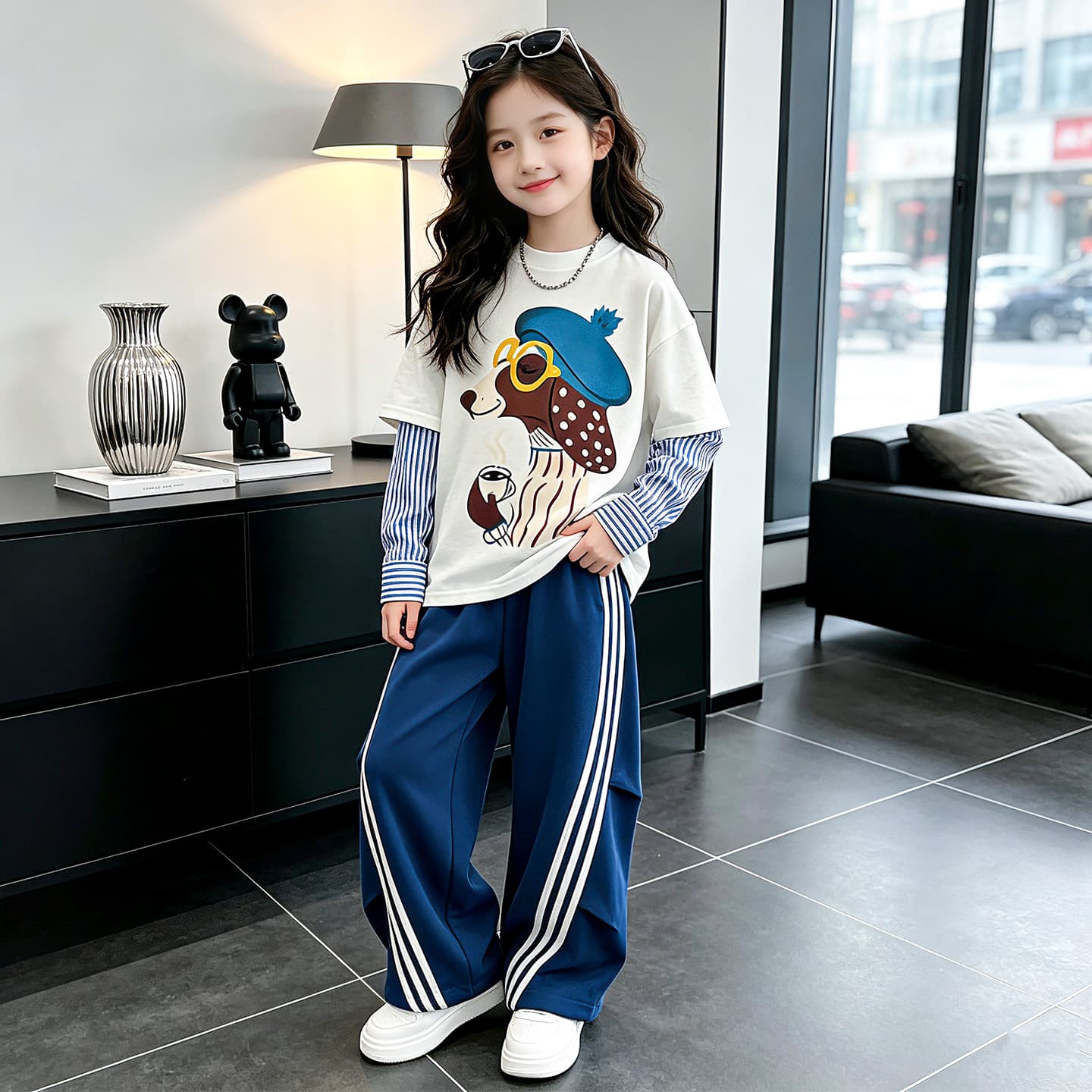 SHIBU 26151 Стиль Синий Комплект Kids Повседневный Спортивный Костюм Комплекты - изображение 3