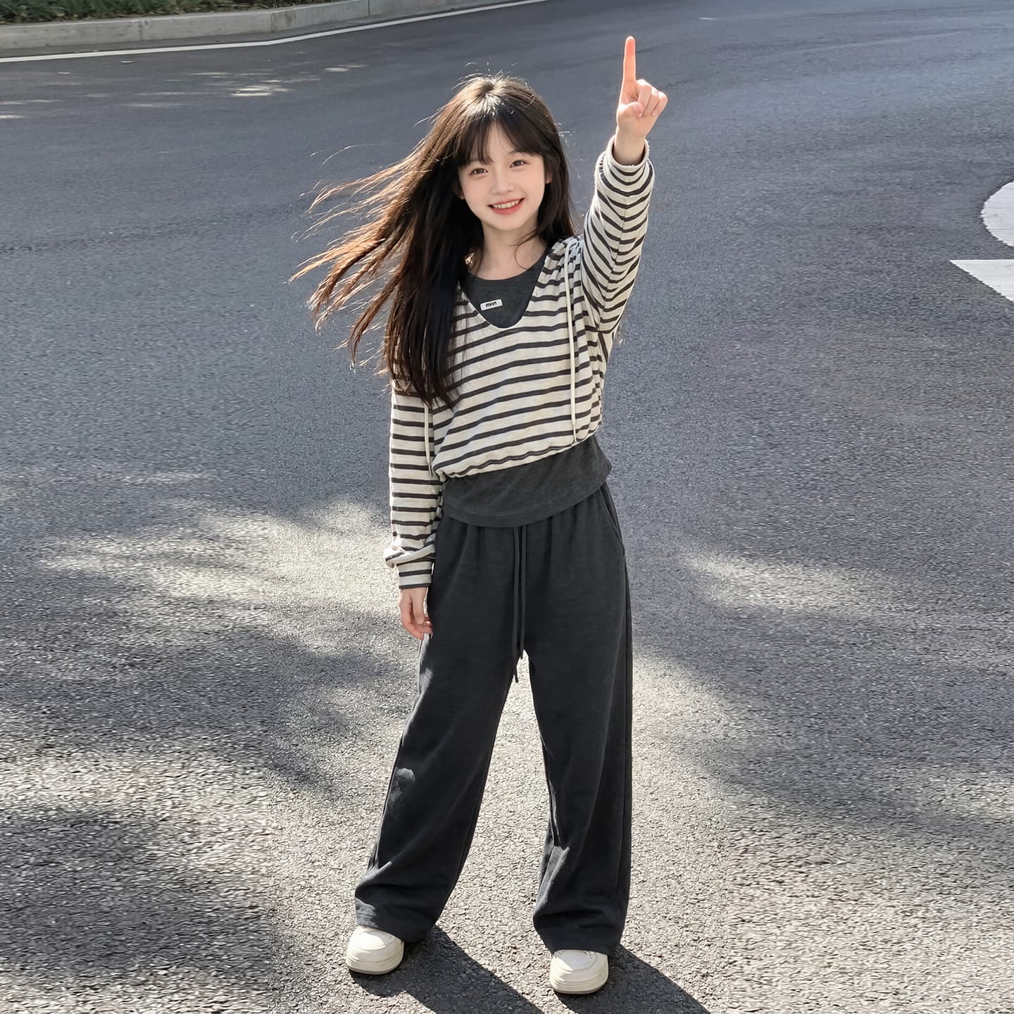 SHIBU A26130 Стиль Полосы Korean Трехкомпонентный Набор Повседневный Костюм Kids Повседневный Спортивный Костюм Наборы - изображение 3