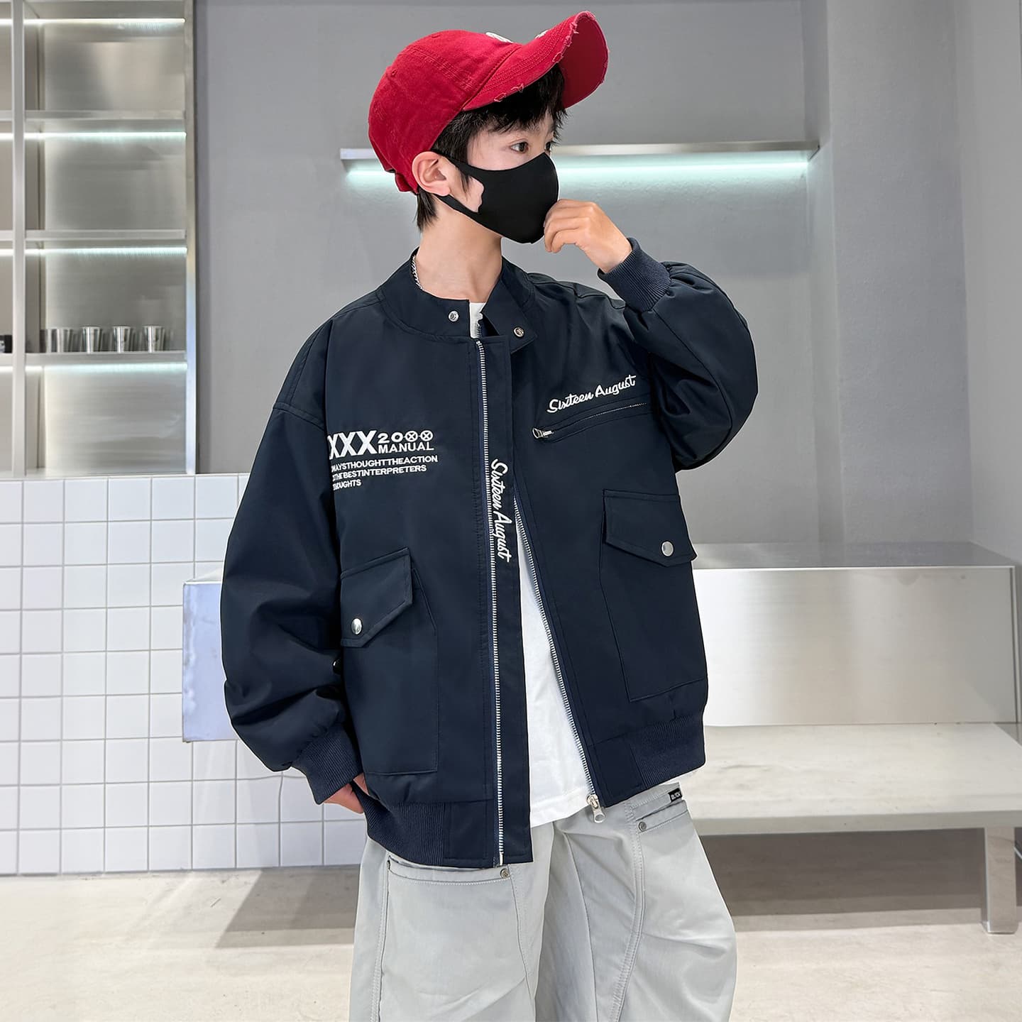 SHIBU 2601 Вышивка Пальто Темно-синий Kids Туристическая одежда - изображение 5