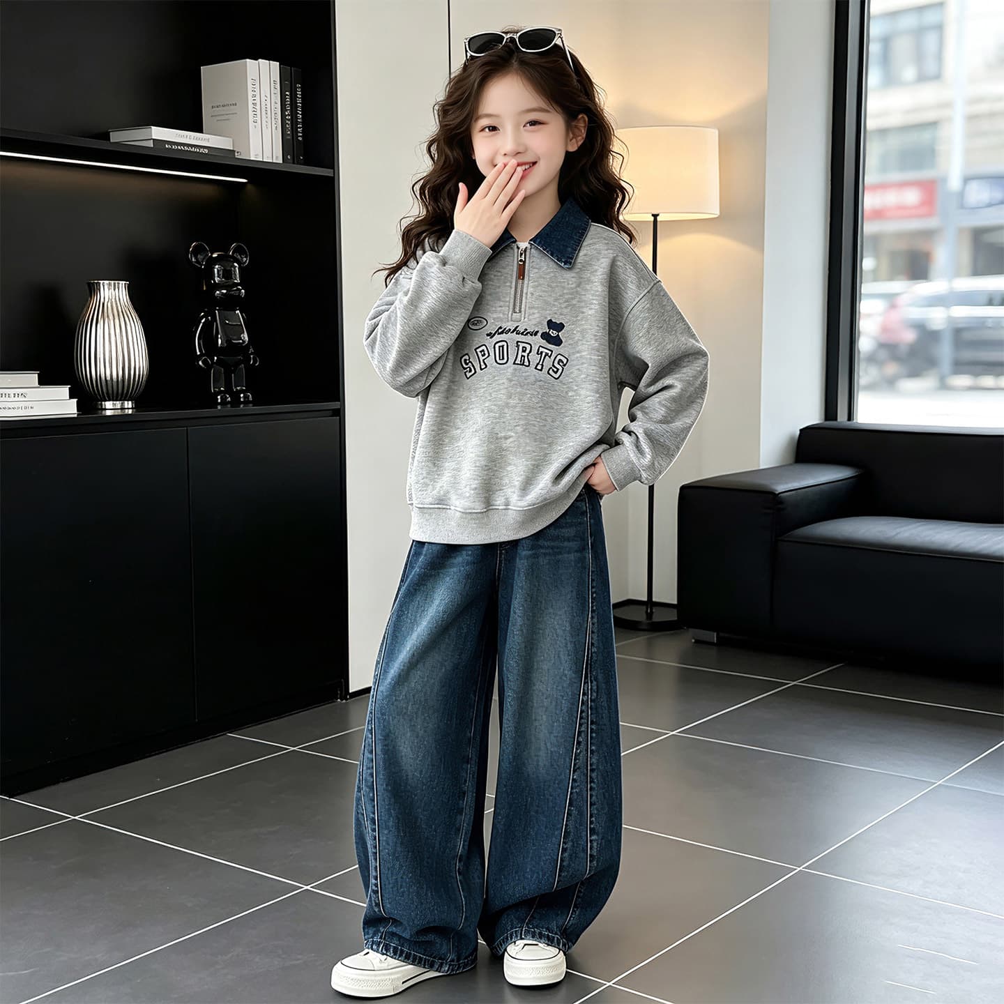 SHIBU 26173 Стиль Свитшот + Брюки Kids Повседневный Спортивный Костюм Комплекты - изображение 3