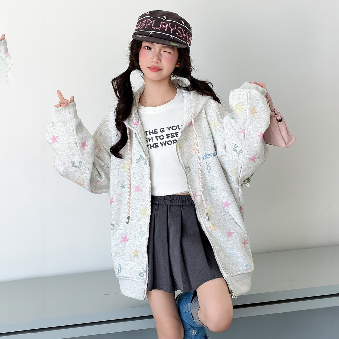 SHIBU 8815 PENTAGON Сердце с принтом Пальто Цвет на изображении Kids Толстовки - изображение 3