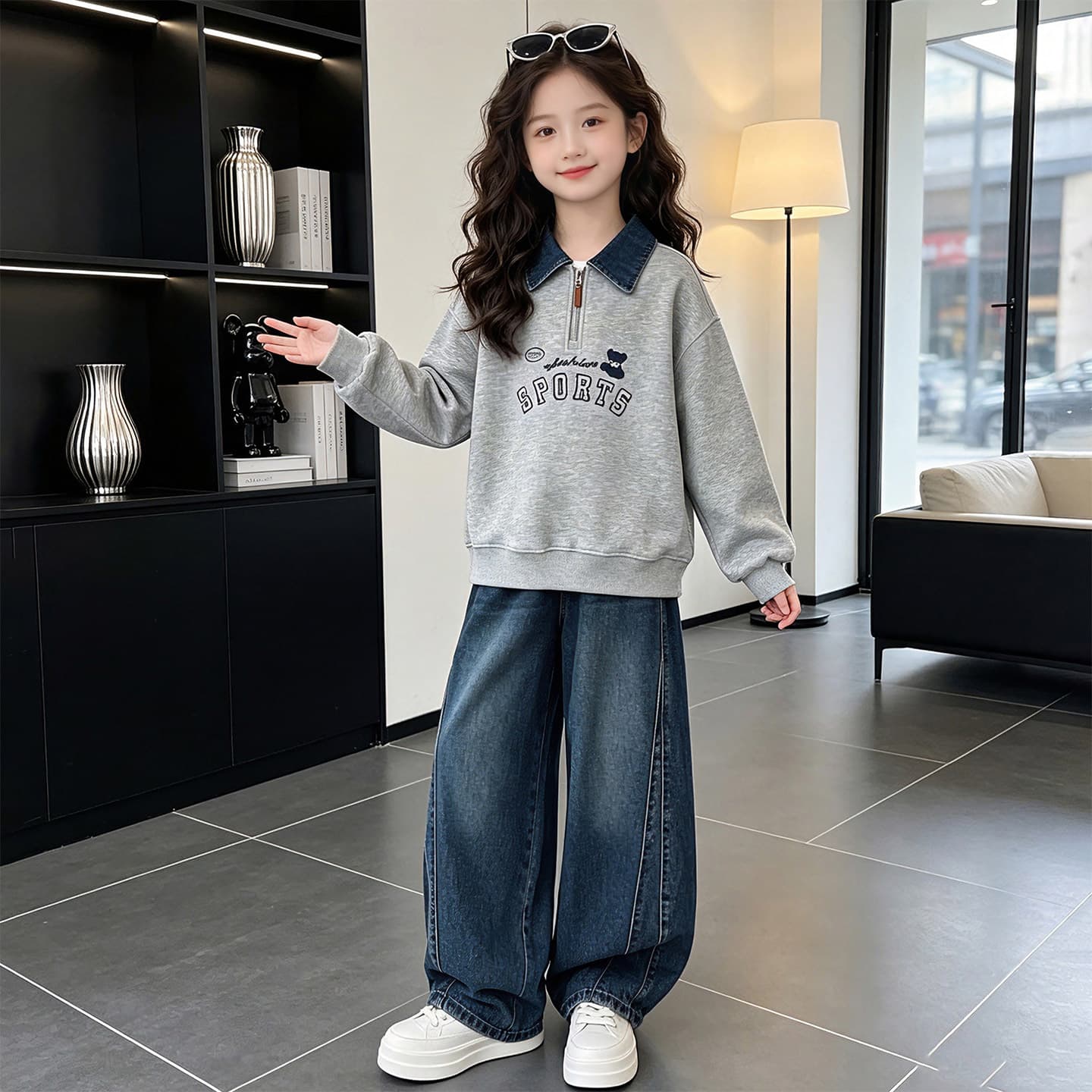SHIBU 26173 Стиль Свитшот + Брюки Kids Повседневный Спортивный Костюм Комплекты - изображение 4