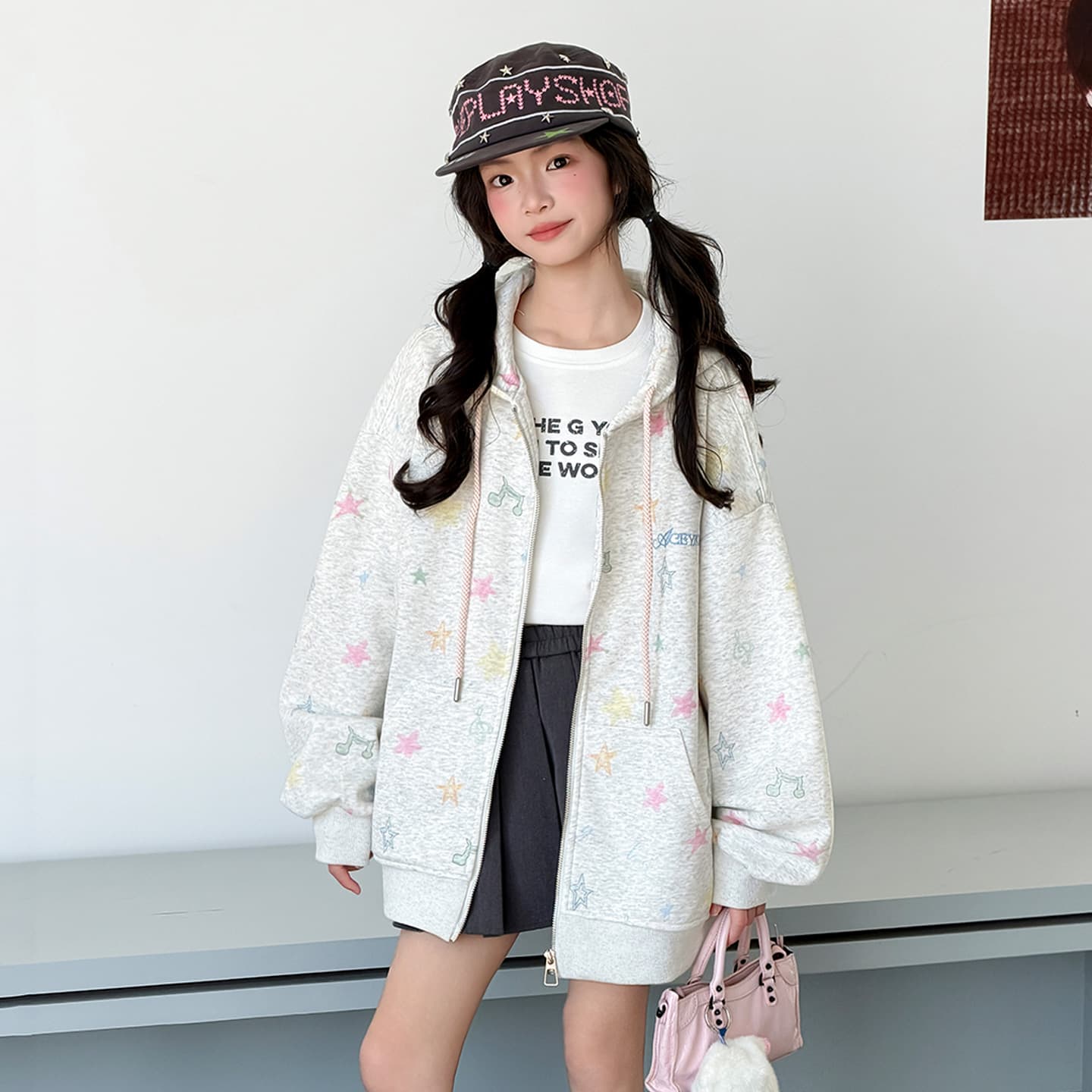 SHIBU 8815 PENTAGON Сердце с принтом Пальто Цвет на изображении Kids Толстовки - изображение 2