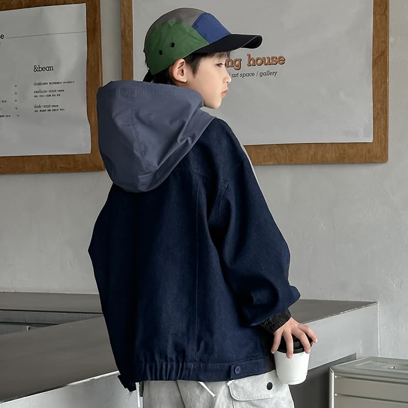 SHIBU LBQW8490 Спина Деним Пэчворк Ветровка Синий Kids Туристическая одежда - изображение 4