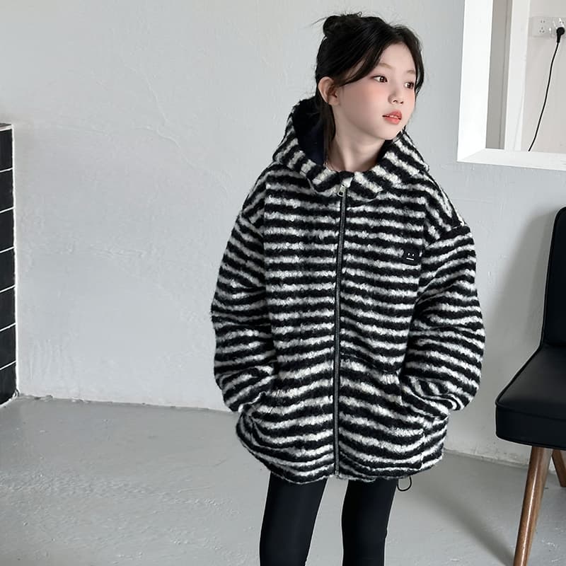SHIBU Q5778 Полосы Утеплённая куртка Черный Белый Детские Утеплённые куртки - изображение 2