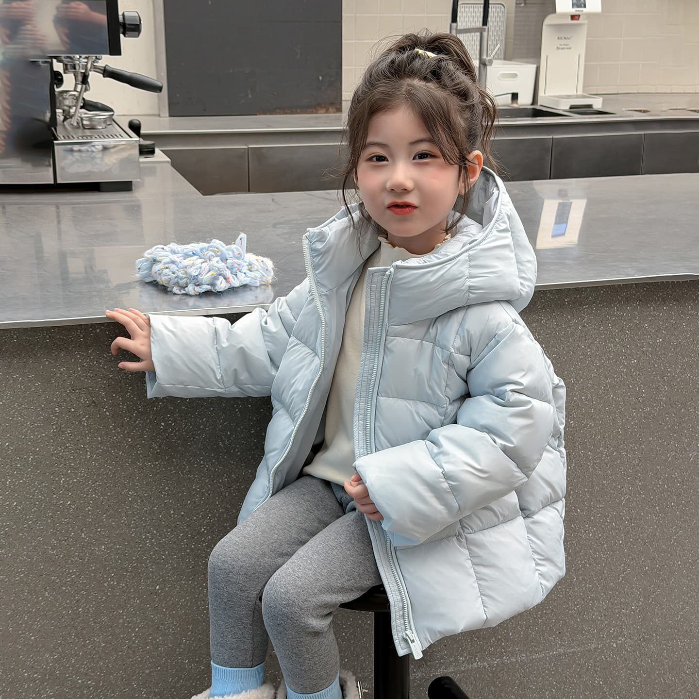 SHIBU D9662-Девочки С капюшоном Пуховая куртка Синий Kids Утеплённые куртки - изображение 4
