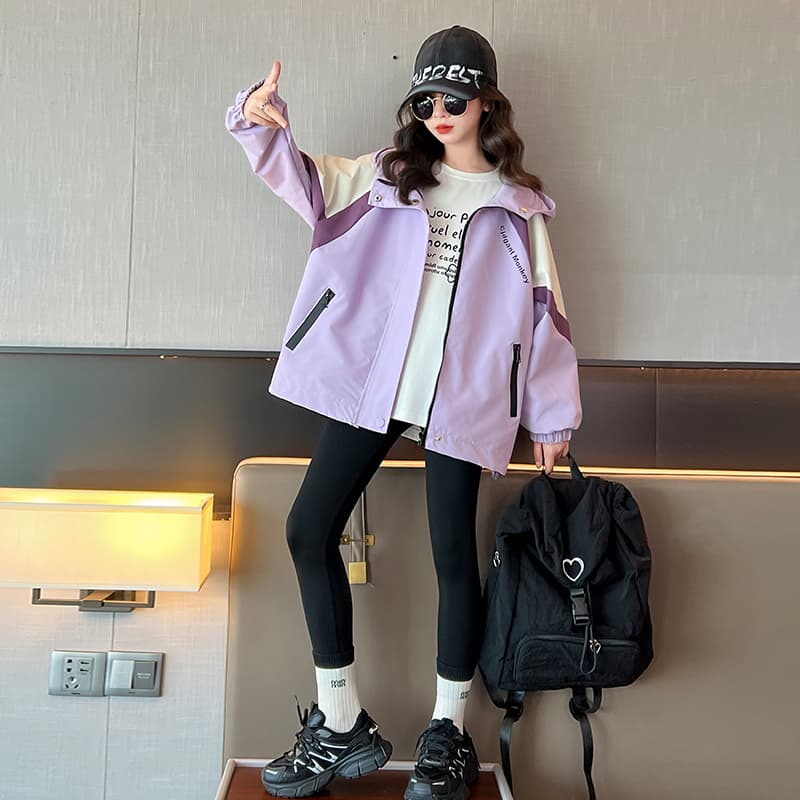 SHIBU Cjd1109 Трехцветный Пэчворк Ветровка Изображение Цвет Kids Туристическая Одежда - изображение 4