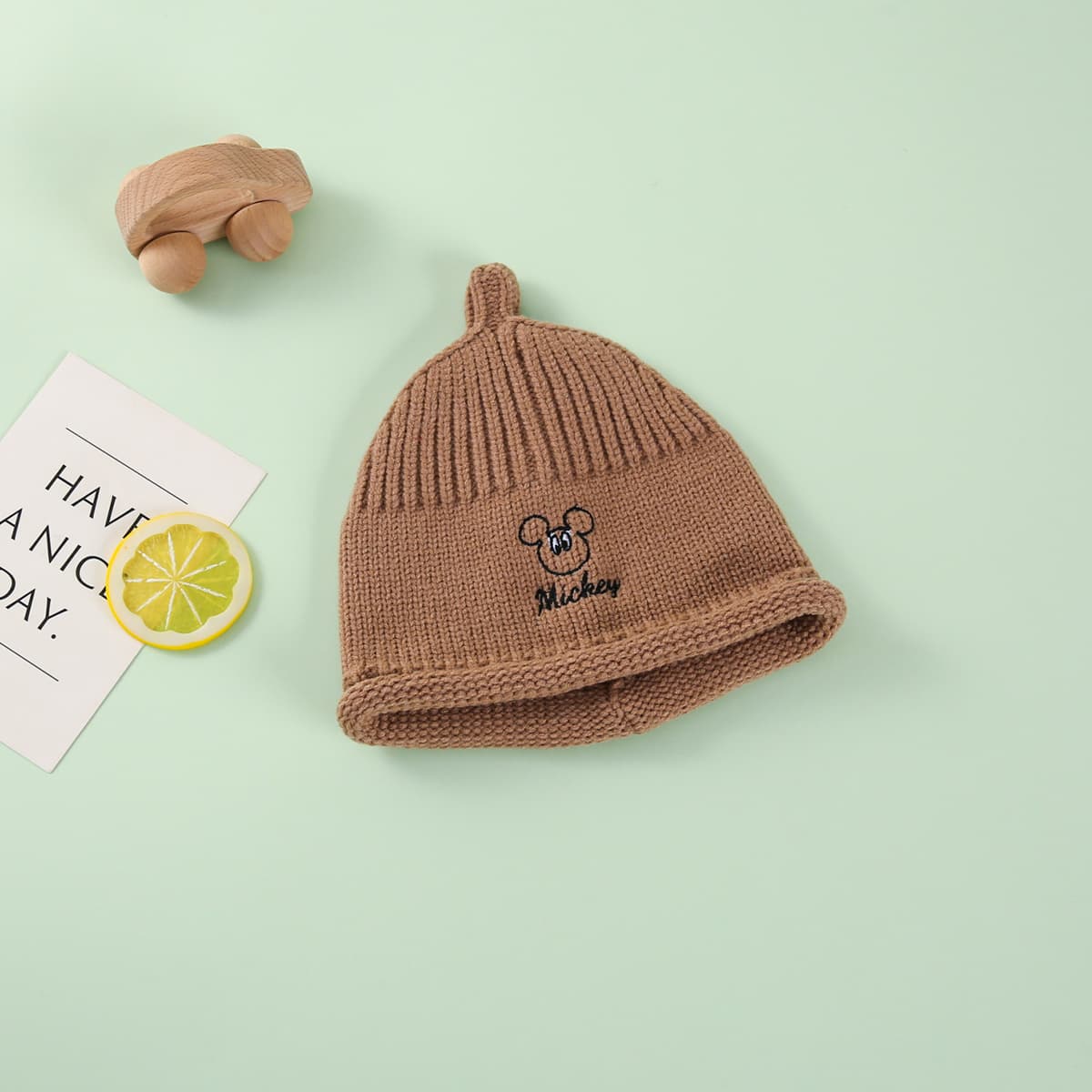 Шапка Disney Baby Шляпа Men's and Women's Вязаная шапка Осень и зима Теплоизоляционный Шапка-бини Детский - изображение 2