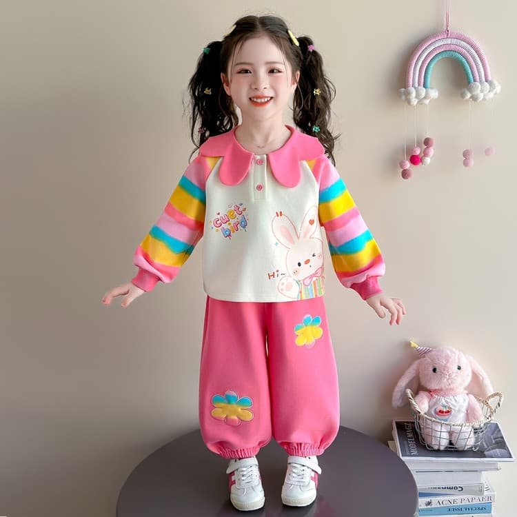 BOBBY ABLEY Pink Rainbow Pre-School Casual Sportswear Sets BOBBY ABLEY Розовый Радужный Предшкольные Повседневные Спортивные Костюмы Наборы - изображение 5