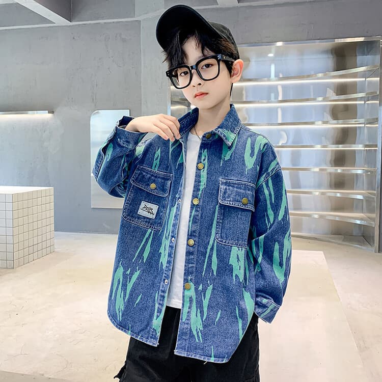 BOBBY ABLEY Королевский синий Детские джинсовые рубашки - изображение 4